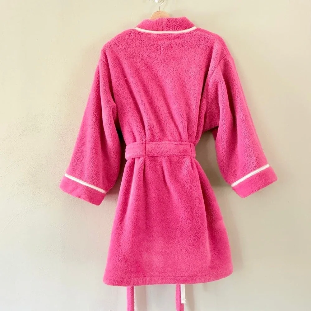 Kate Spade Women's L/XL Pink Terry Cloth Bathrobe Belted Spa Robe